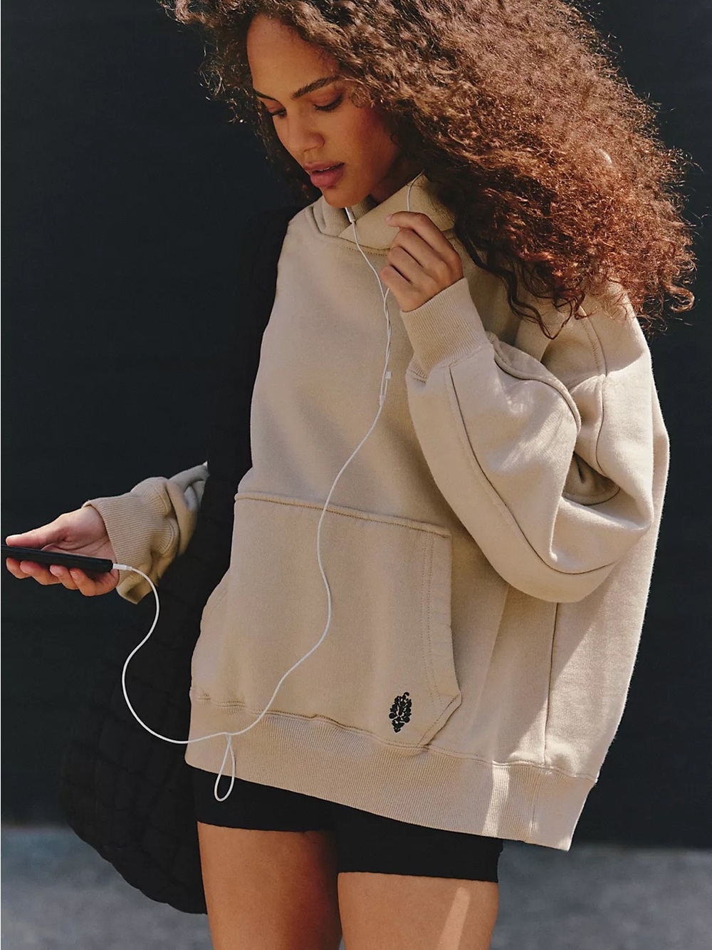 FP Movement -A Cut Above Hoodie-by Free People Oversized Beige Hoodie Sz L